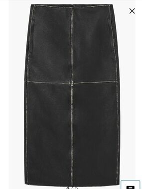 COS Black Faux Leather Pencil Skirt with Contrast Stitching